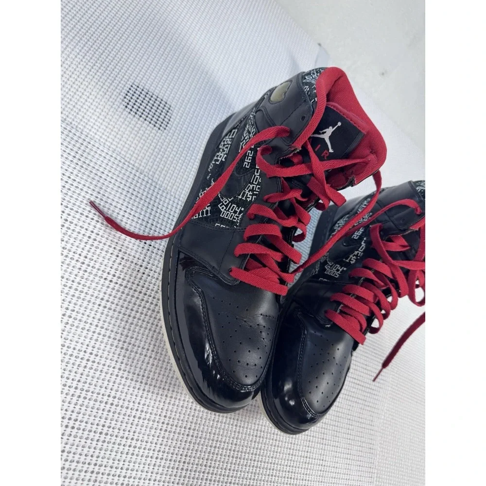 Jordan 1 Phat Mid Black Red Graphic Print Mens Sneakers 374998-012 Size 13